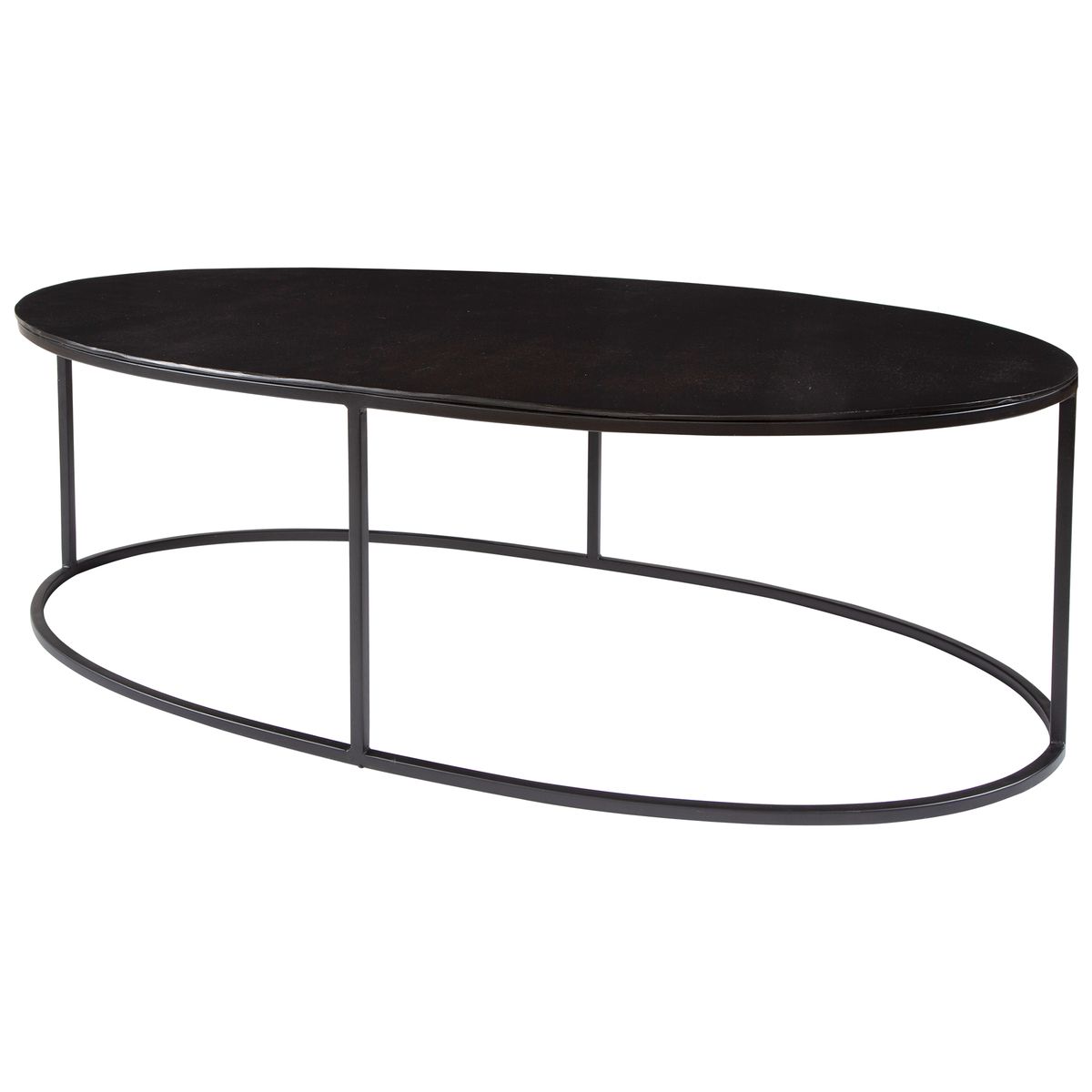 Oval metal coffee table.