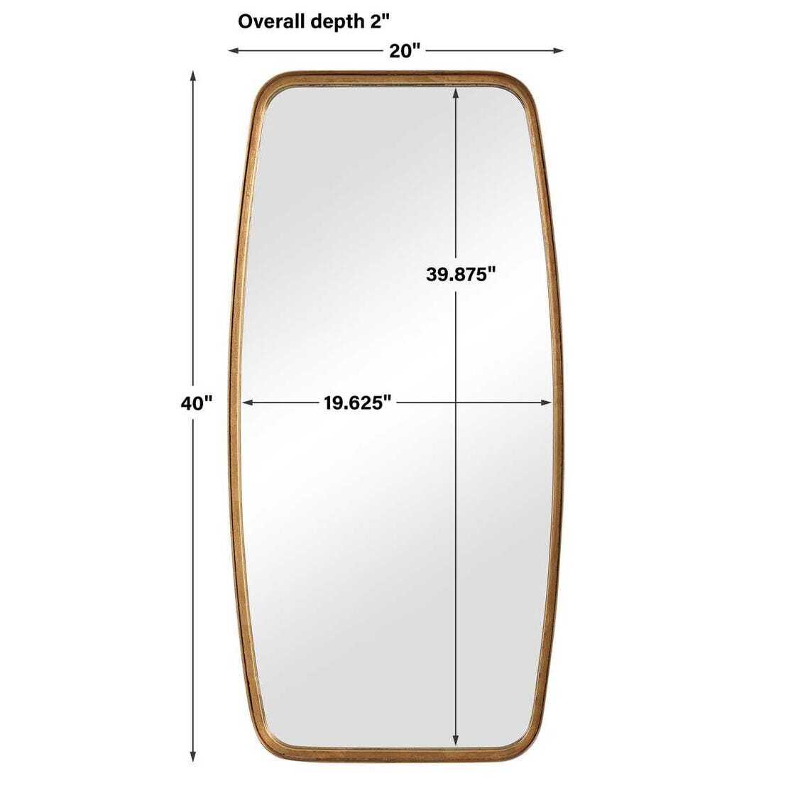 Rectangular mirror with dimensions labeled on a white background