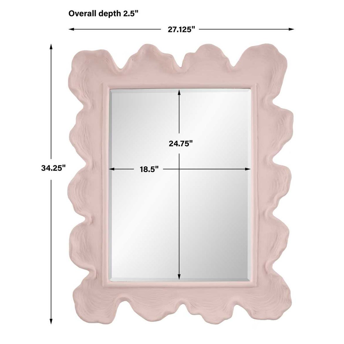 Dimensions of Pink Wall Mirror.