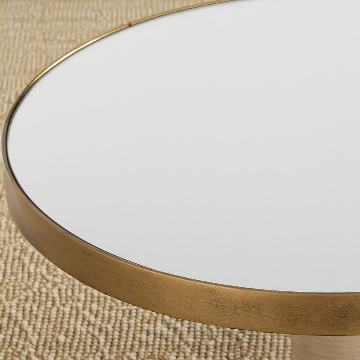 Brass exterior of accent table.
