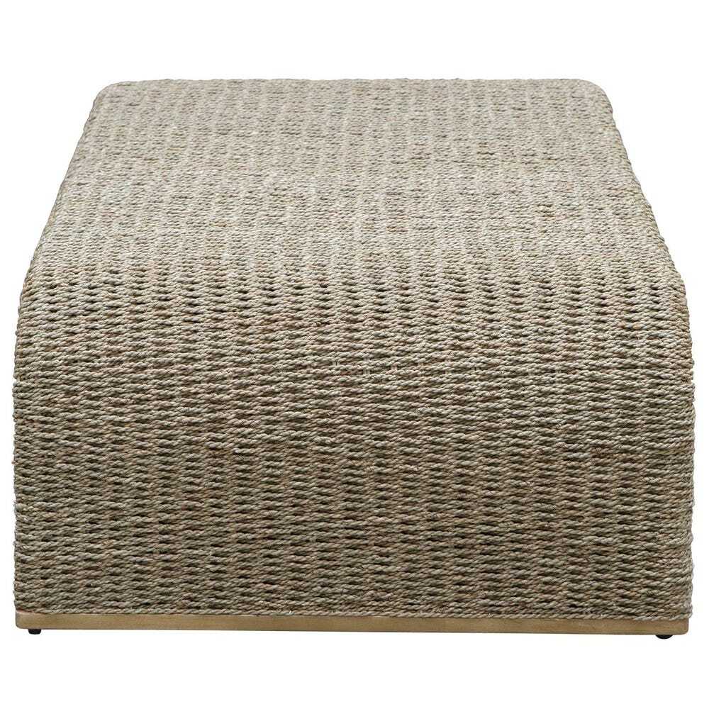 Textured square ottoman on a white background