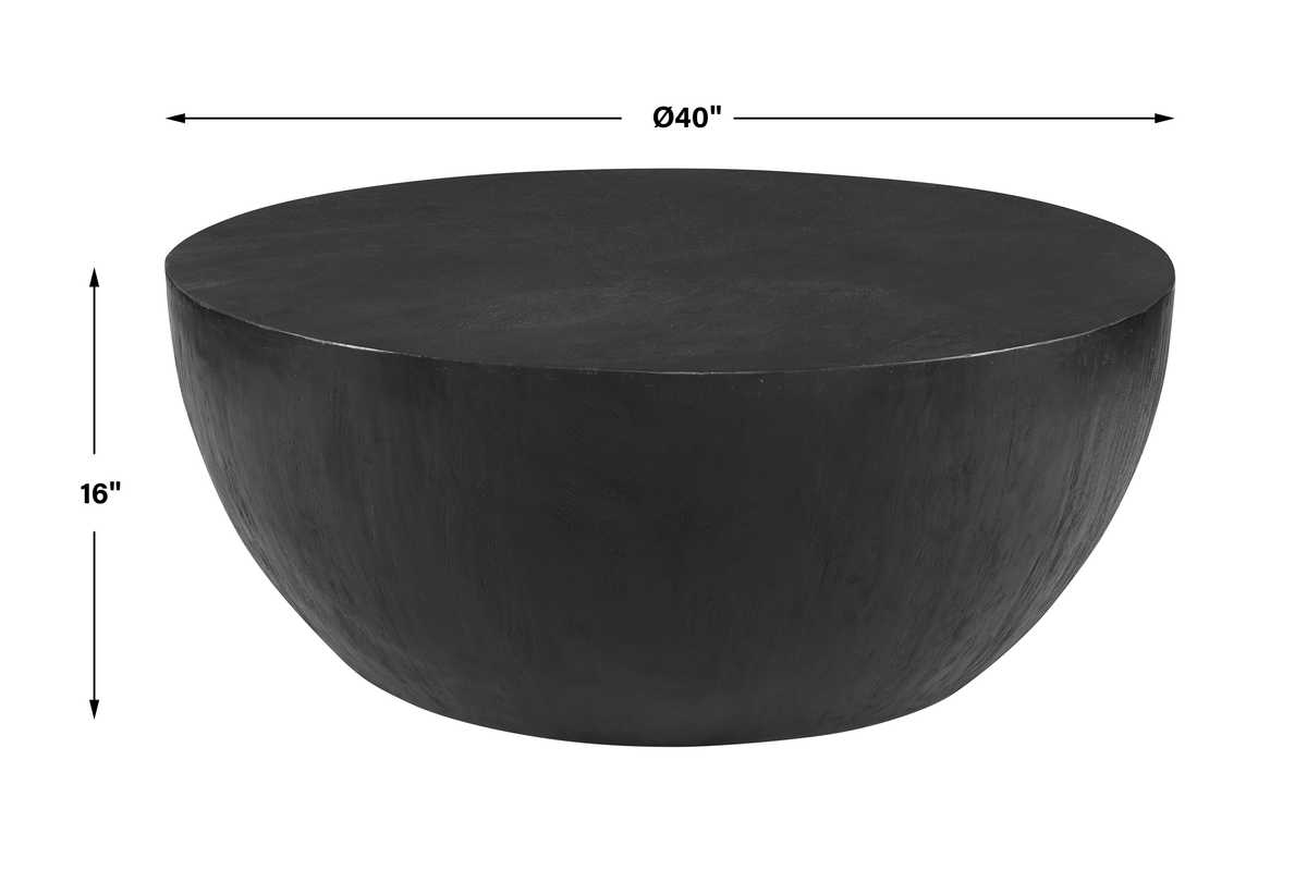 Round mango wood coffee table.