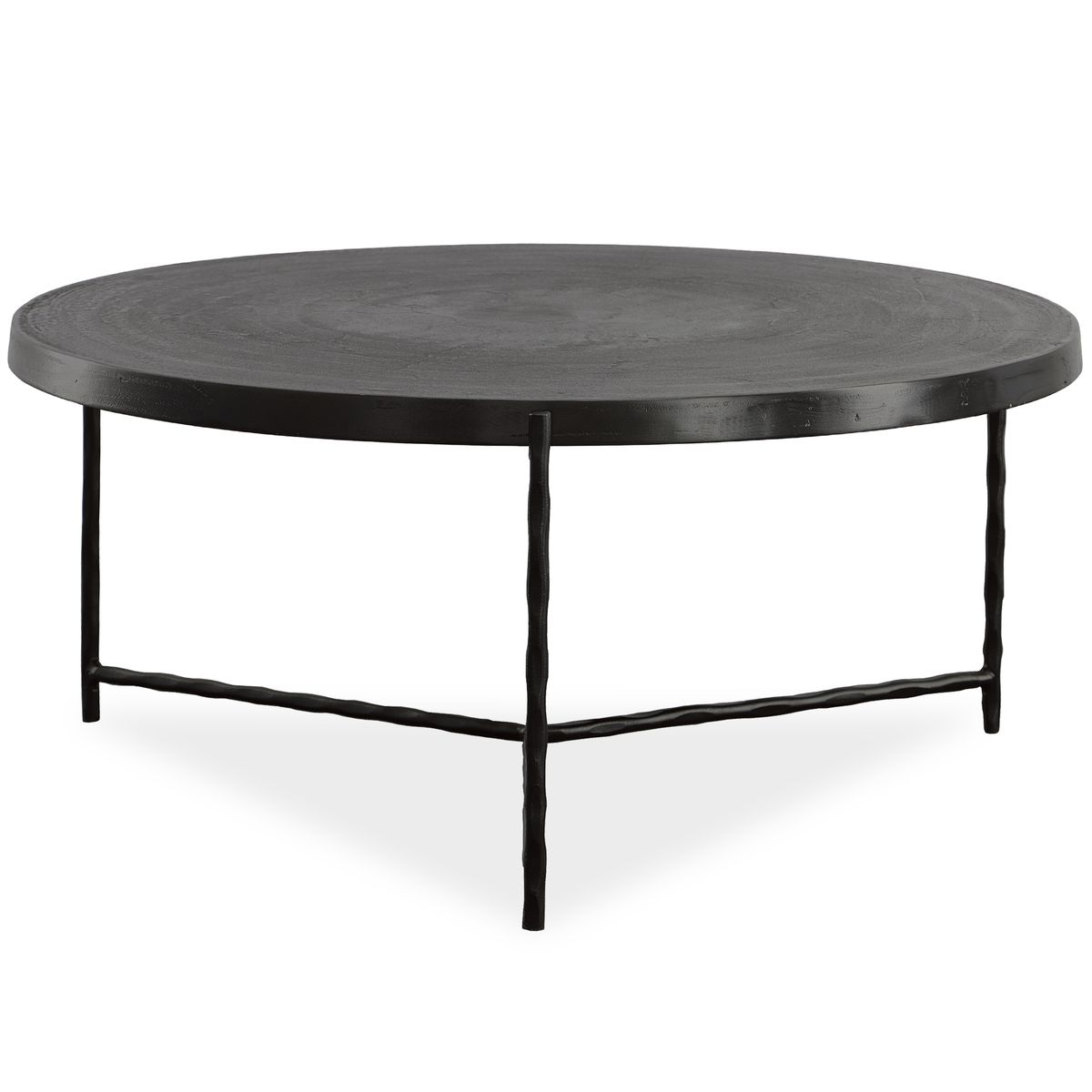 Round metal coffee table.