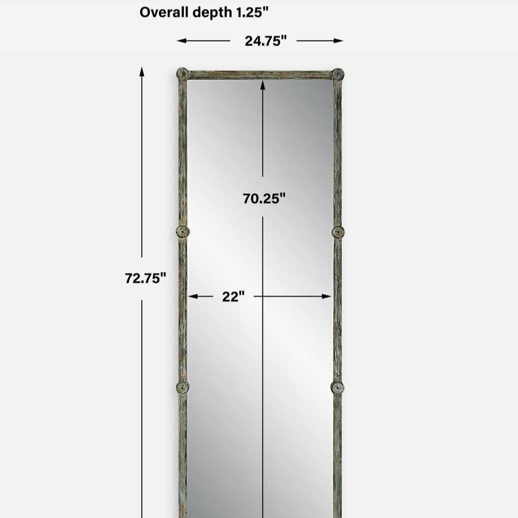Rectangular mirror with dimensions labeled on a white background