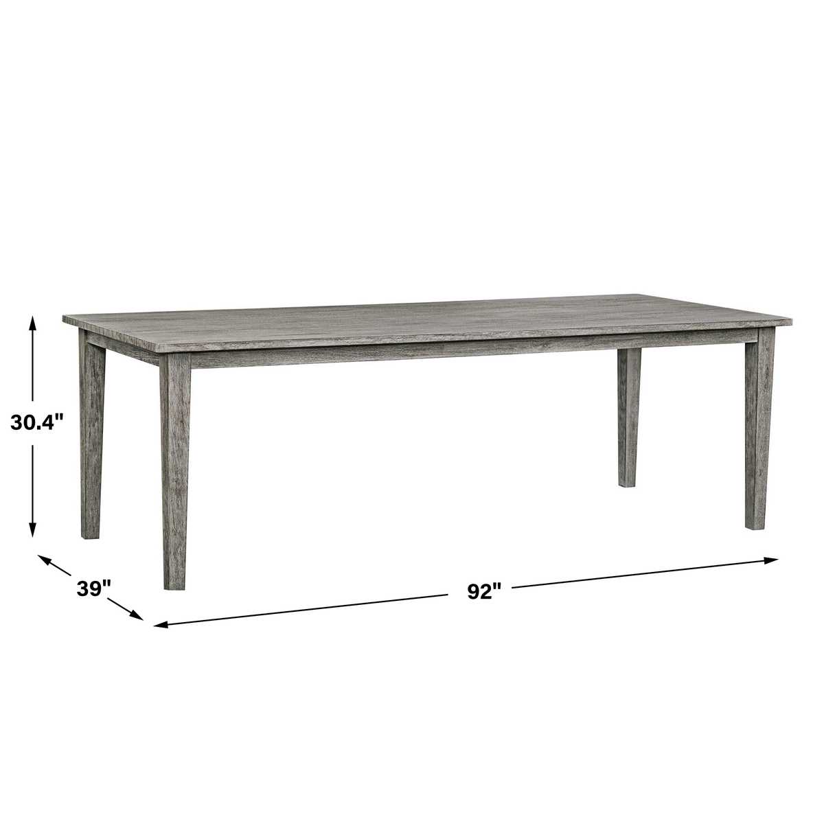 Gray outdoor dimensions for patio table.