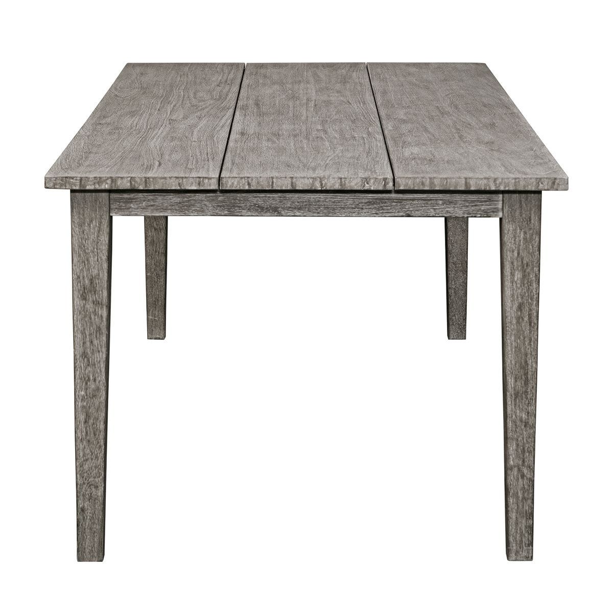 Gray outdoor patio dining table.