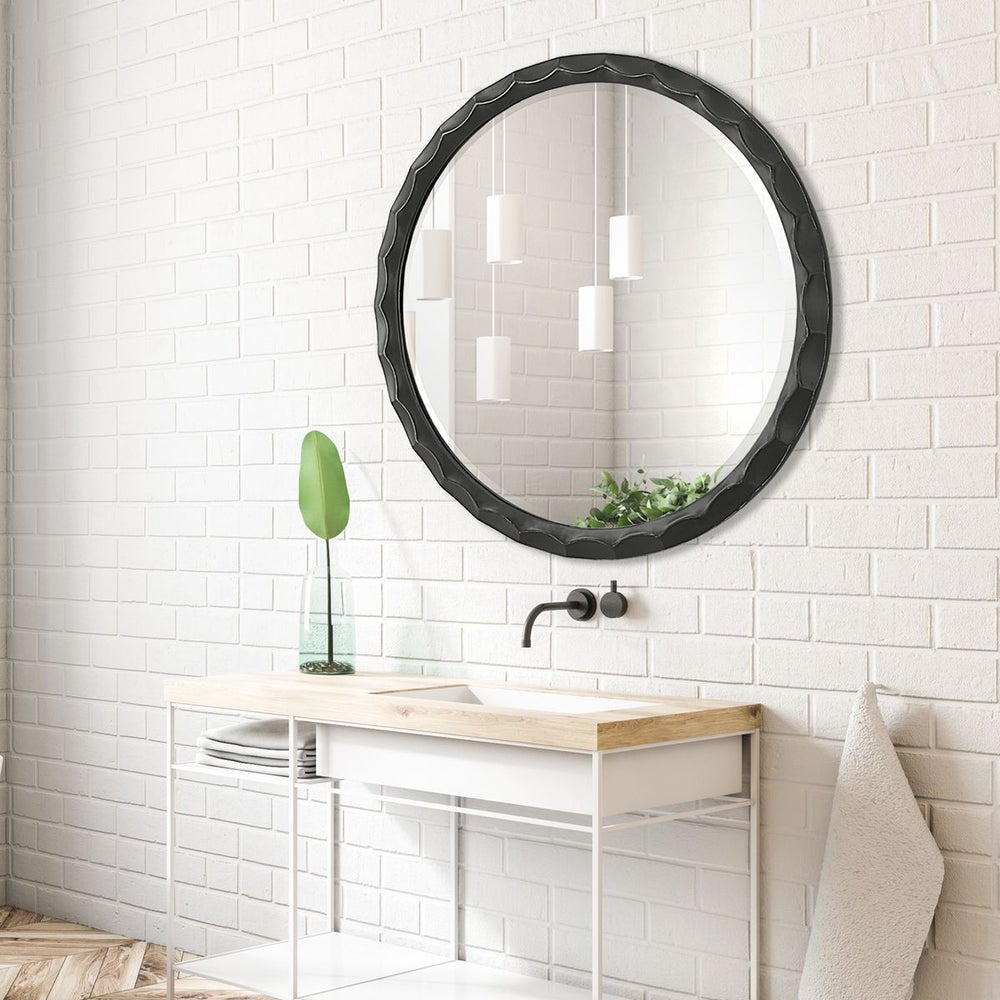 Scalloped Bathroom Mirror in Black.
