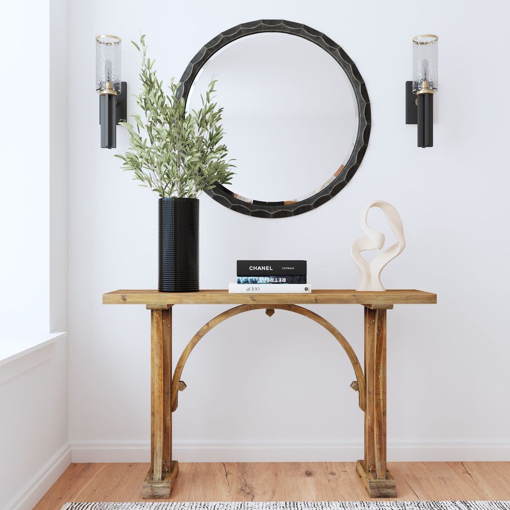 Scalloped Black Mirror above Console.