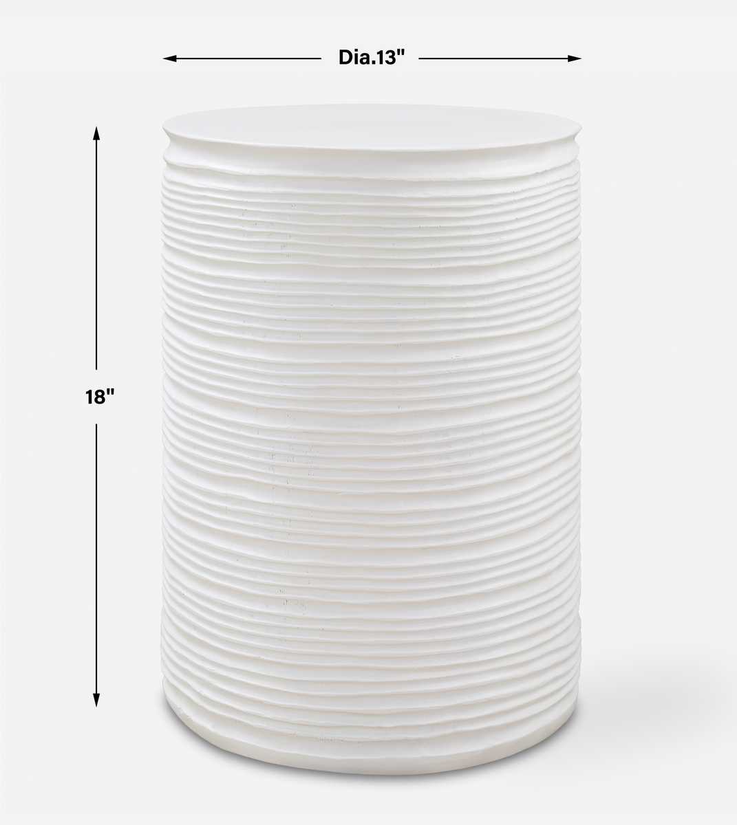 13 inch wide white side table.