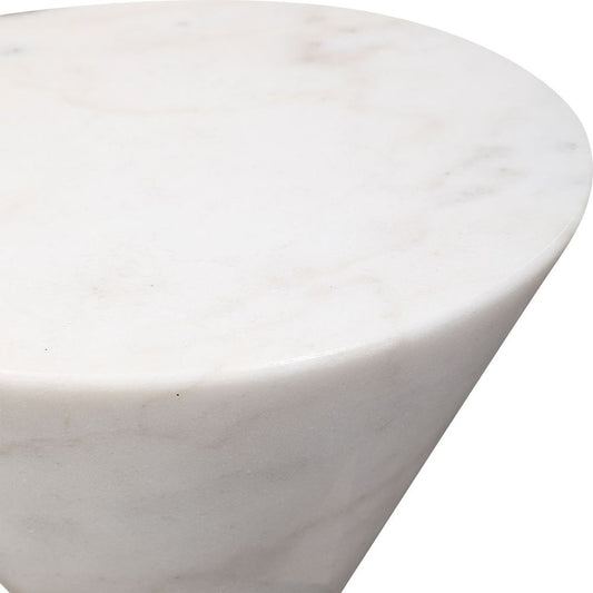 Modern black and white marble coffee table with white decorative chair.