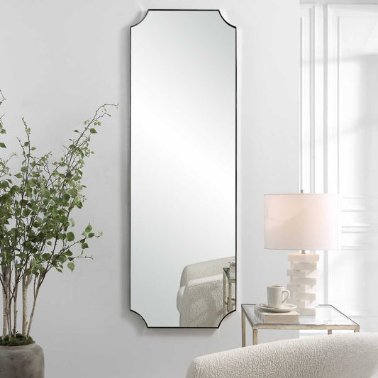 Long Narrow polished nickel mirror.