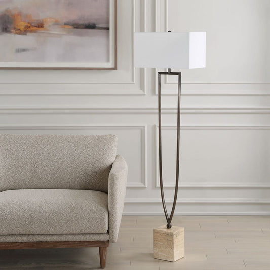 Travertine Base Floor Lamp