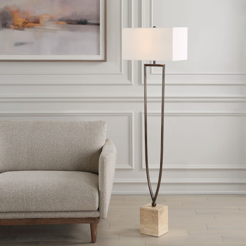Travertine Base Floor Lamp