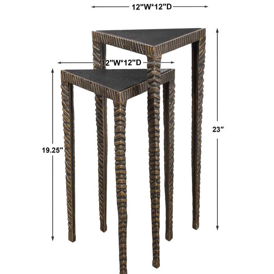 Two nesting tables with dimensions labeled on a white background
