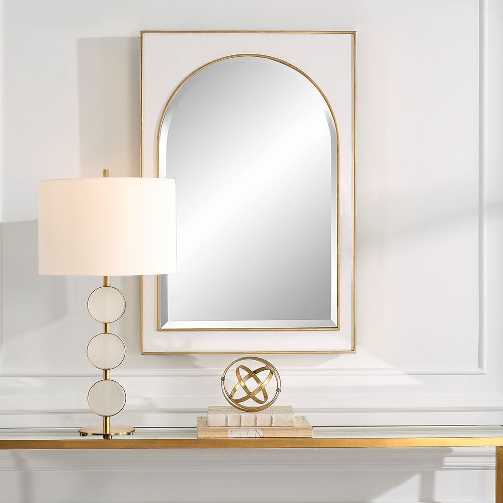 Rectangle Gold and White Mirror