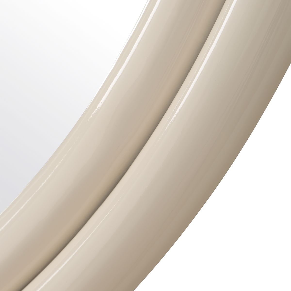 Frame of metal white circle mirror.