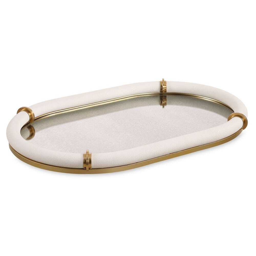Mirrored Gold and White Tray