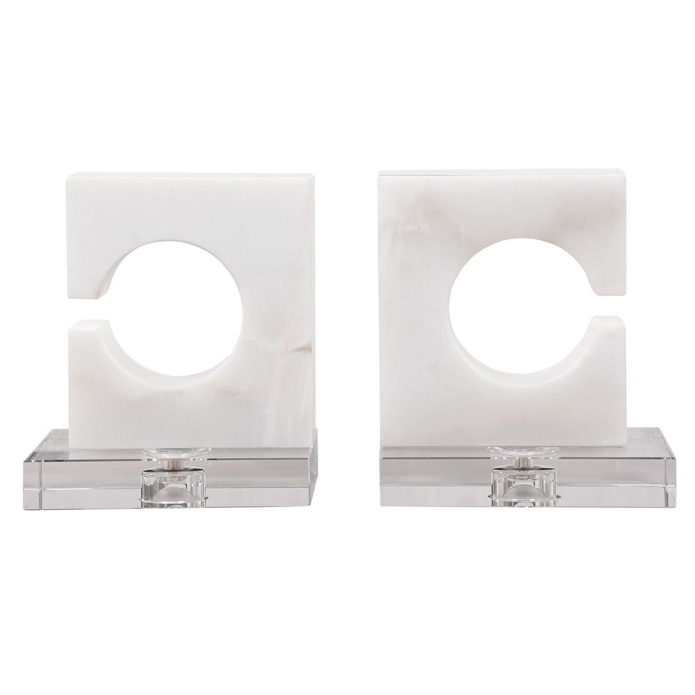 White marble bookends.
