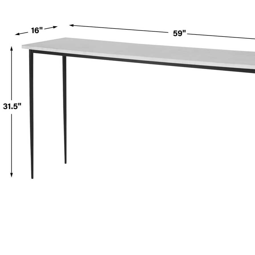 White table with dimensions labeled on a white background