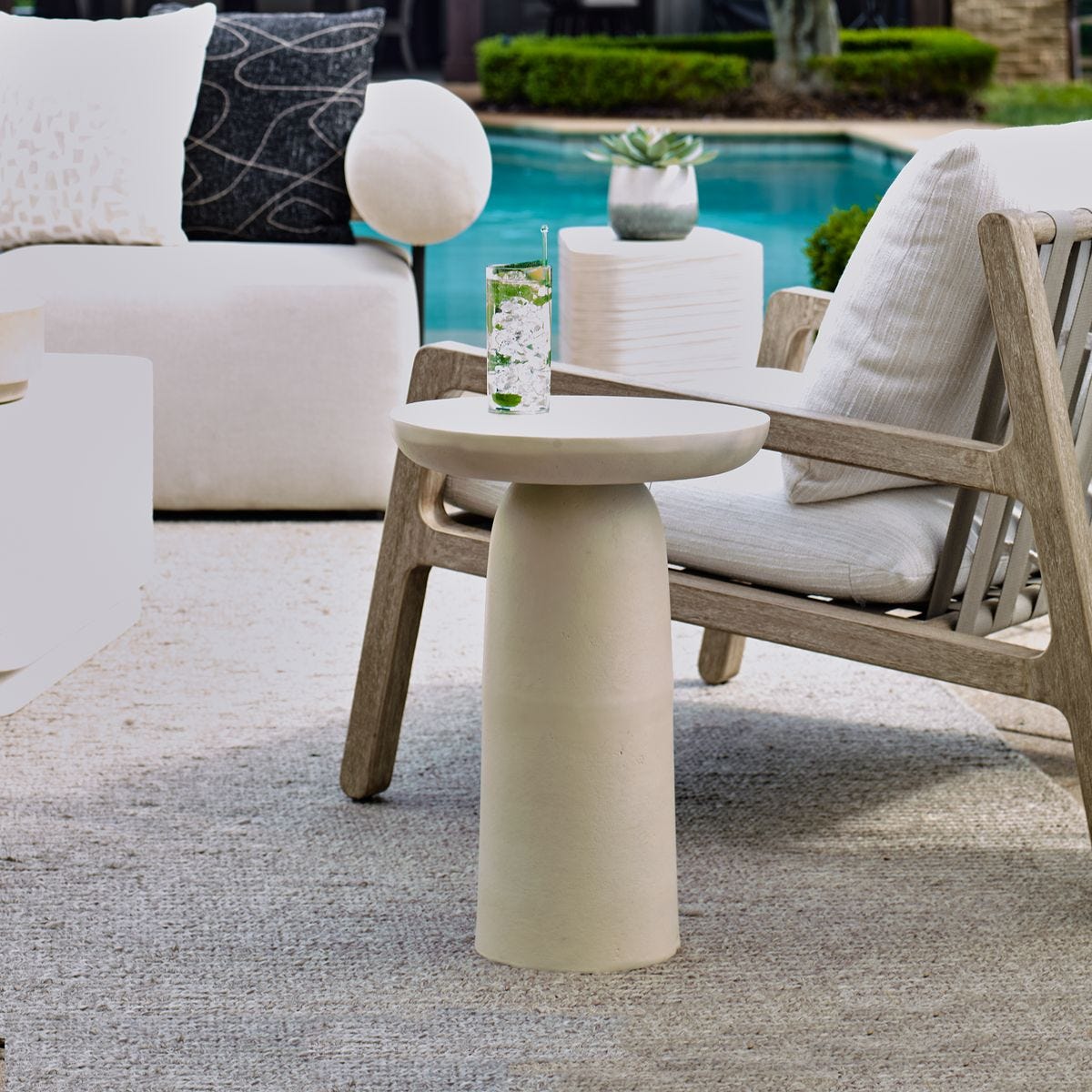 White Metal Patio Table.