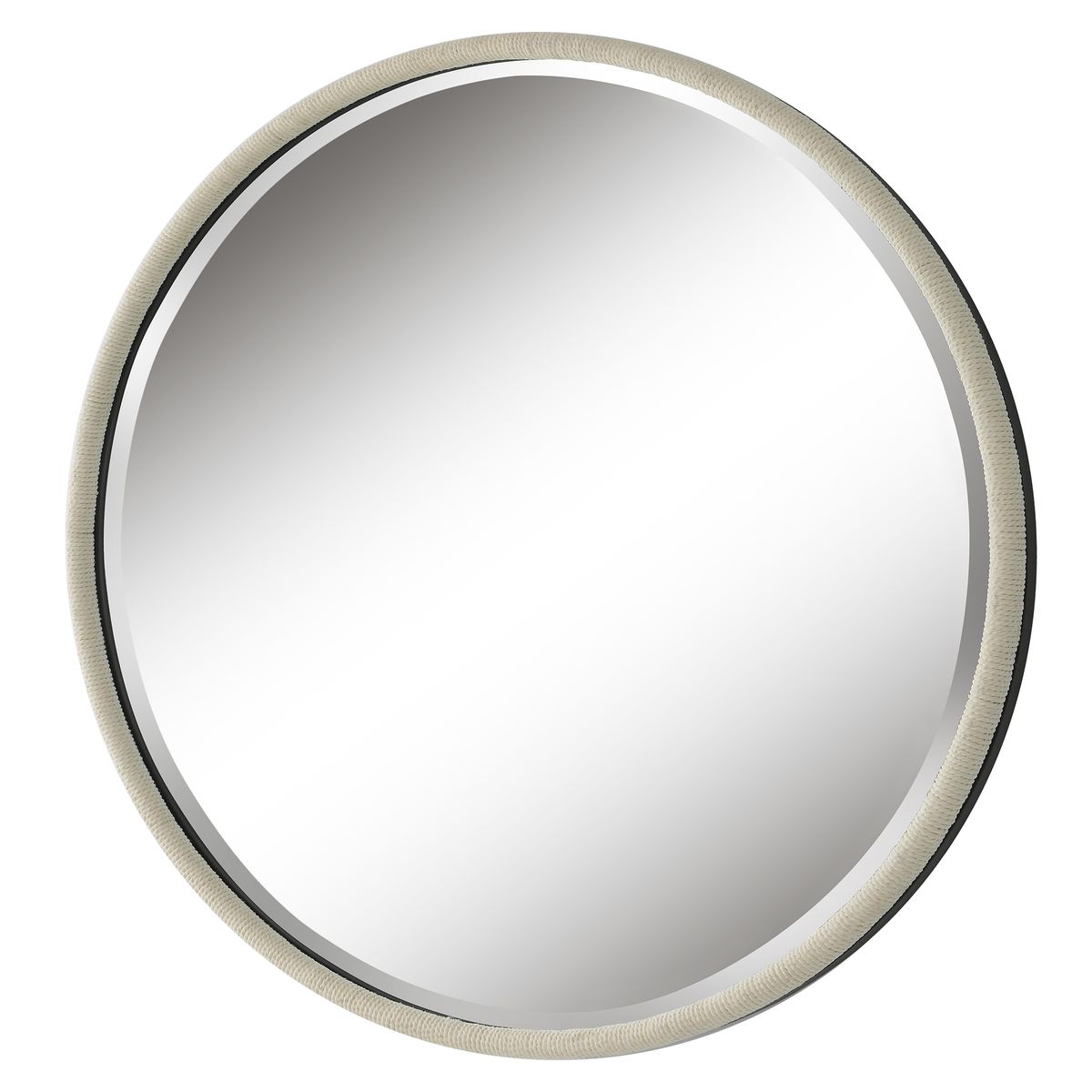 Angled white roped mirror.