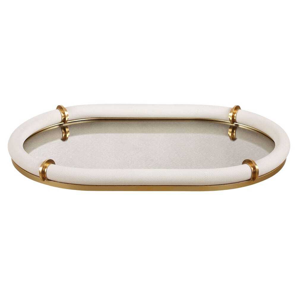 Mirrored Gold and White Tray