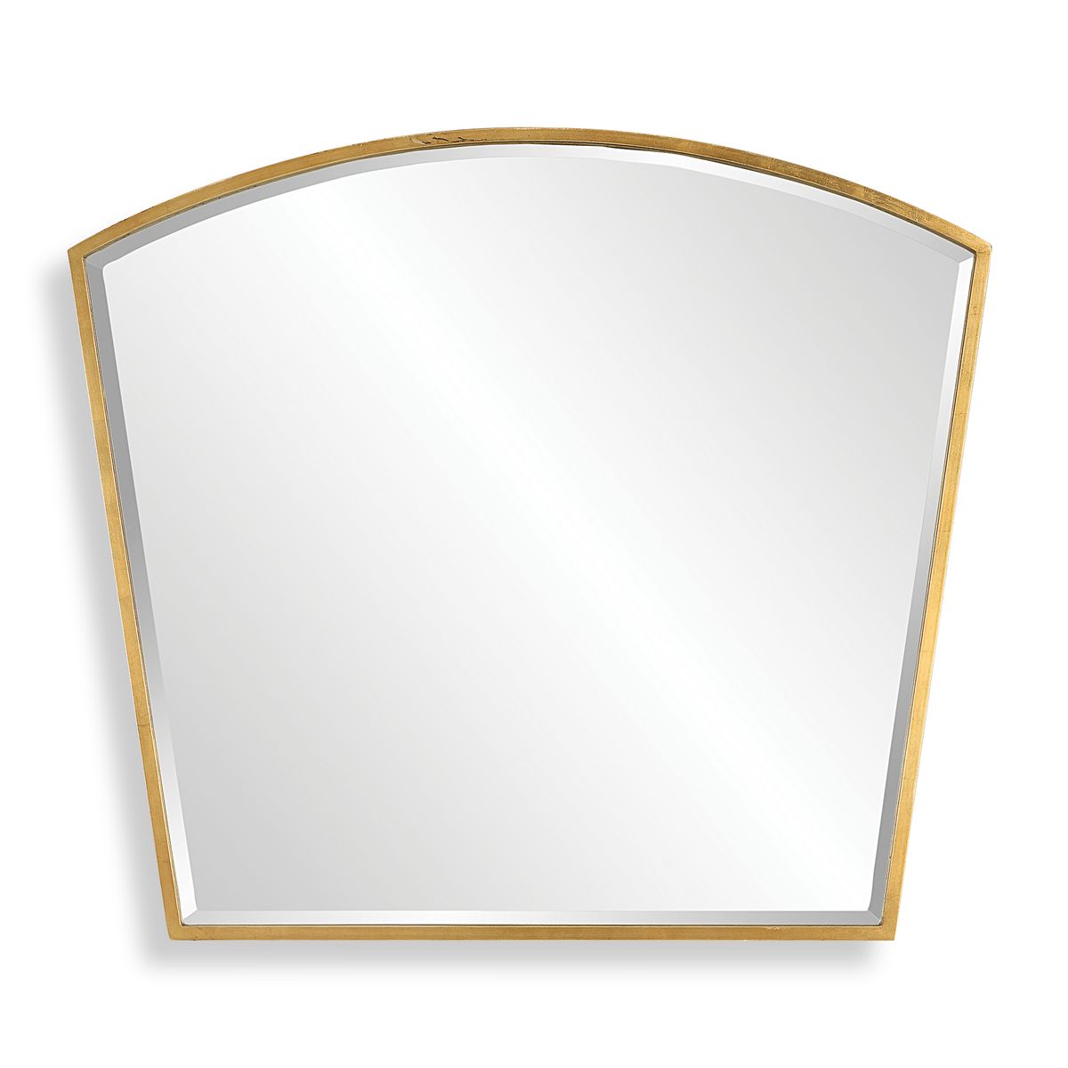 Mirror with a gold frame on a white background