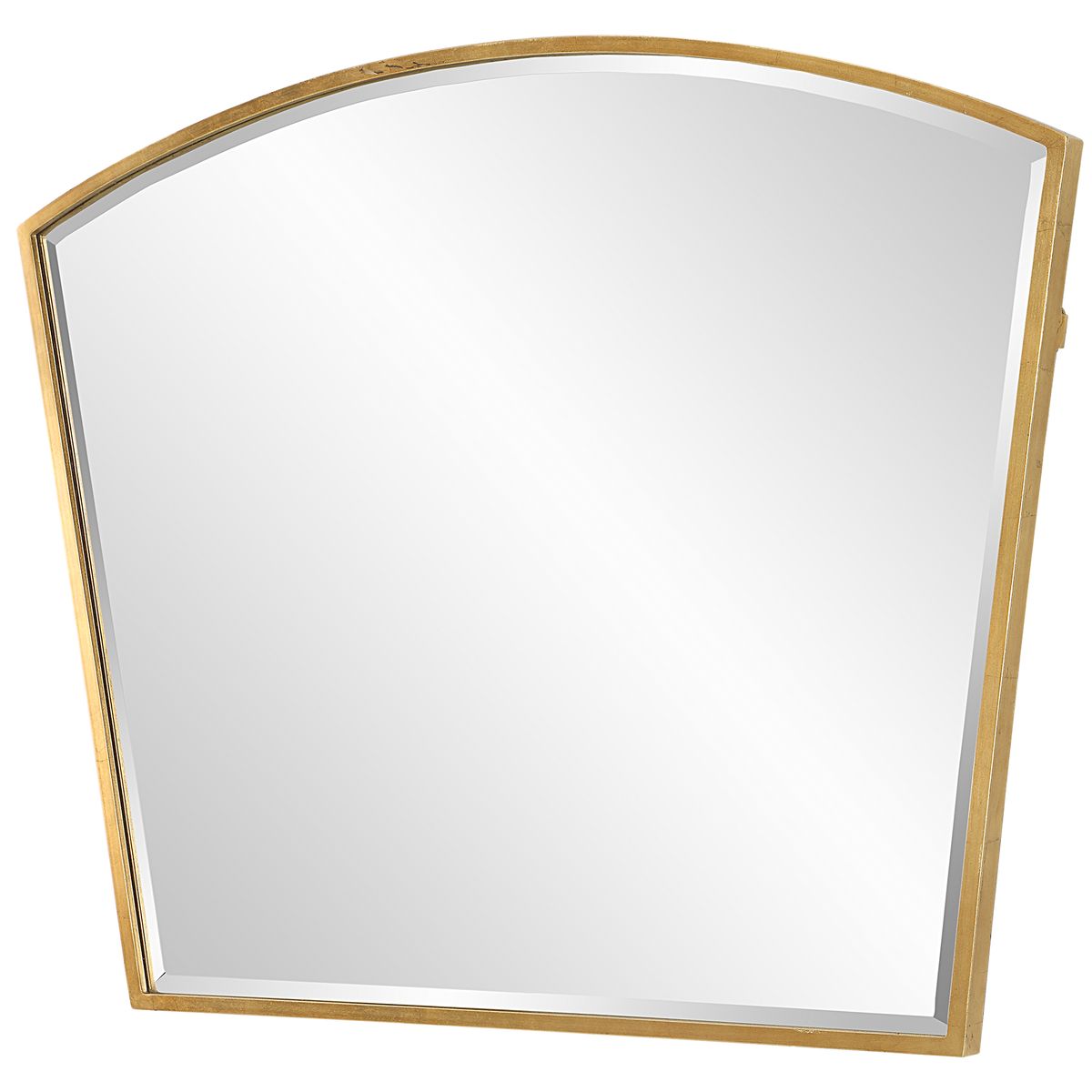 Gold-framed mirror on a white background
