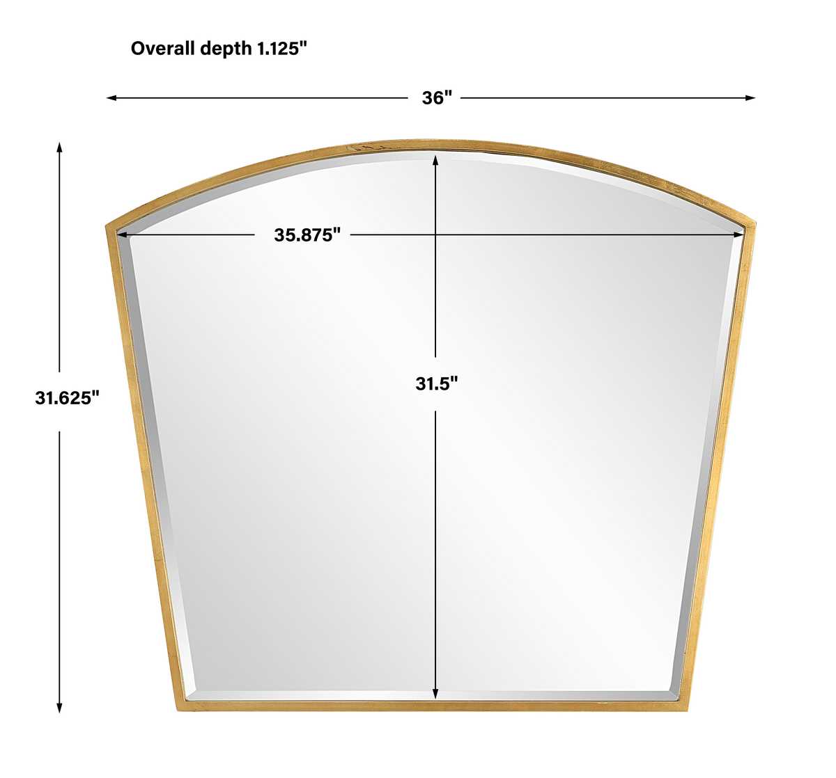 Measurement chart of a decorative mirror with dimensions labeled.