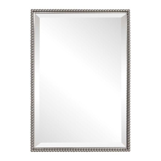 Nickel beaded vanity mirror