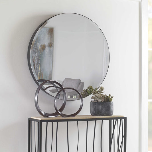 34 inch Black Round Mirror