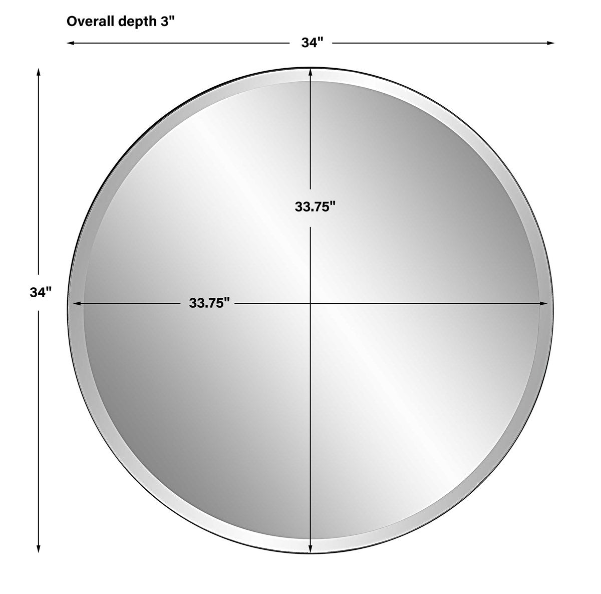 34 inch Black Round Mirror
