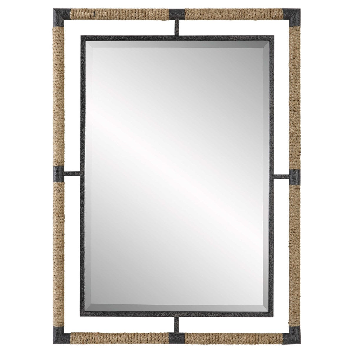 Rope black rectangle mirror