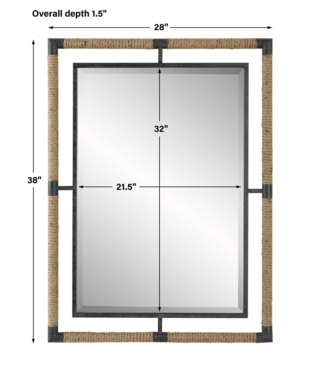 Rope black rectangle mirror