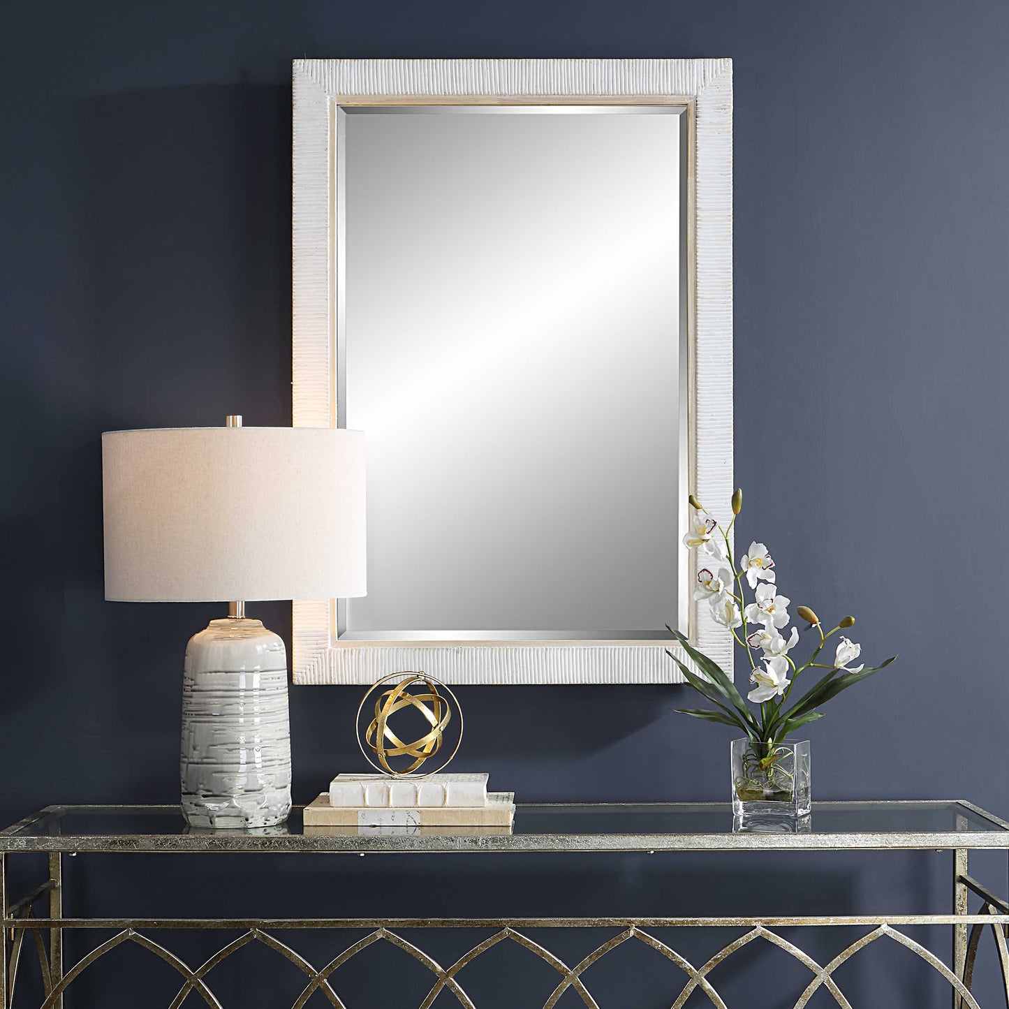 Mirror with White Wooden Frame
