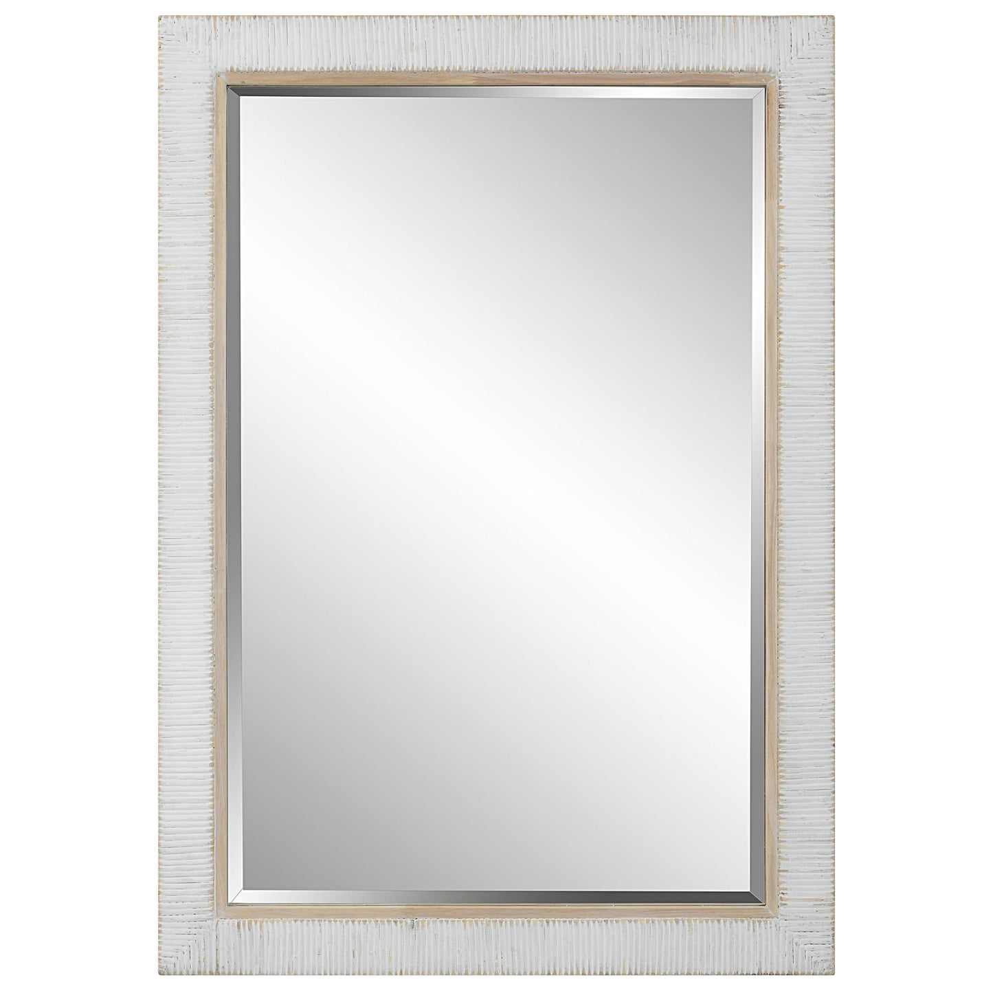 Mirror with White Wooden Frame