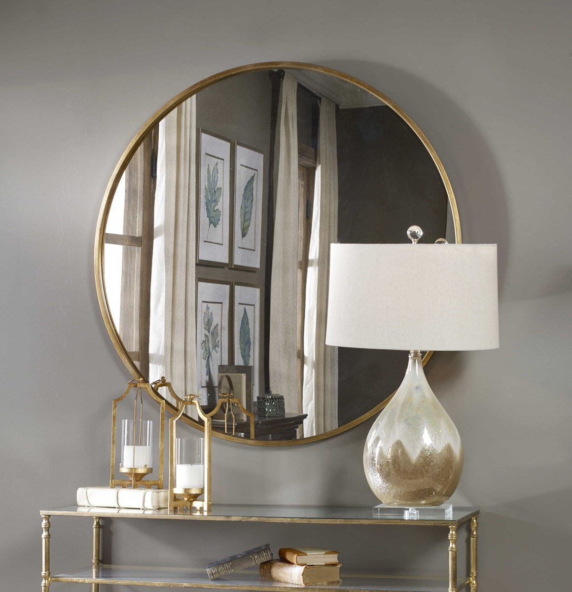 Round antique gold framed