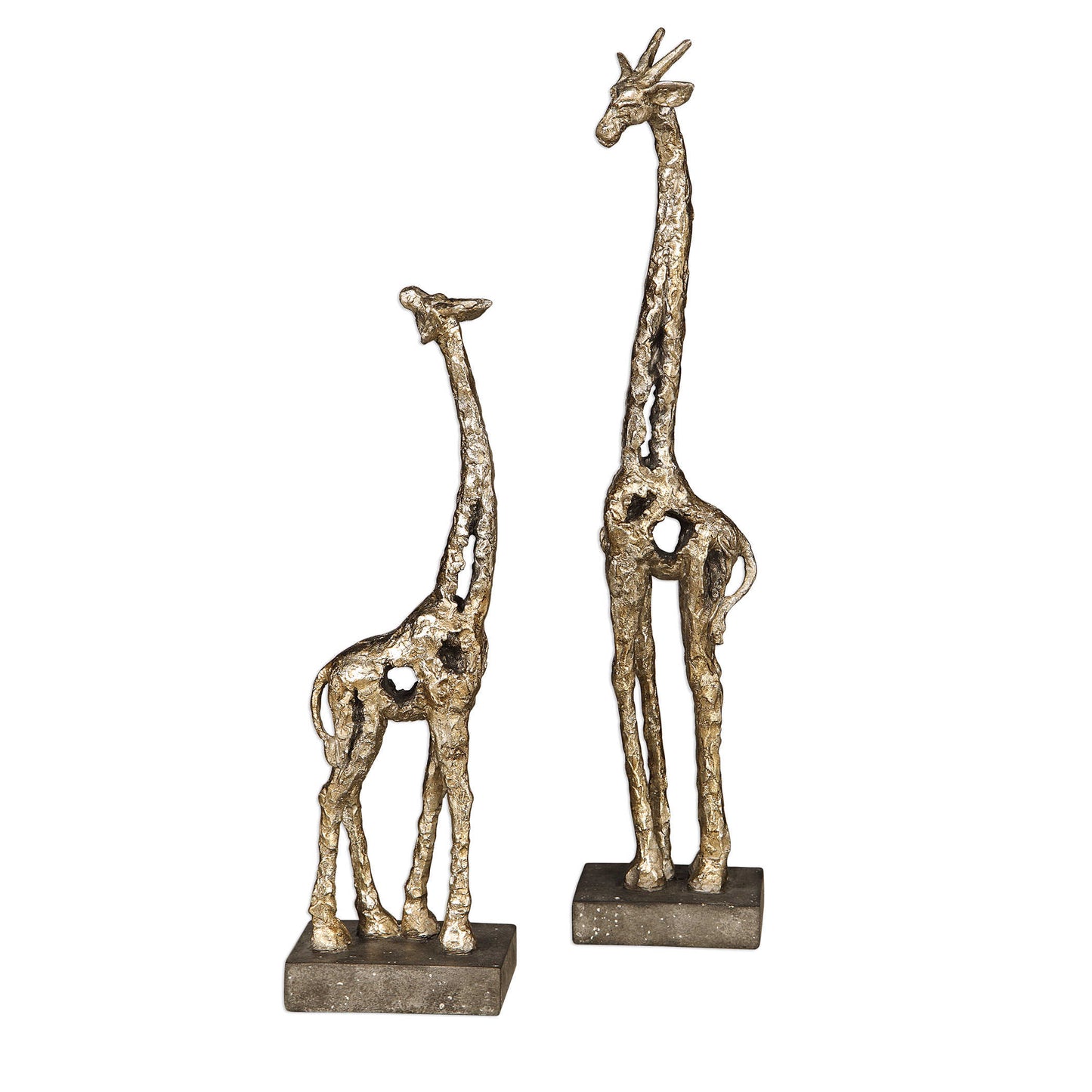 Silver giraffes sculptues