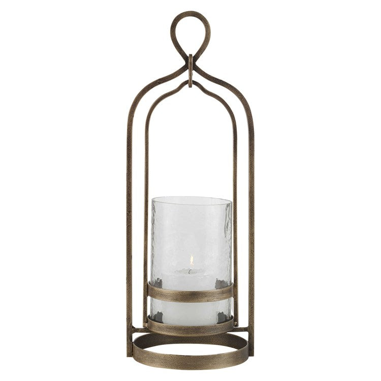 Vintage Brass Candle Holder | Glass hurricane and 3 inch candle included
