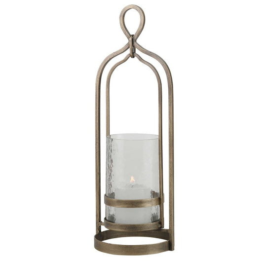 Aged Brass Candleholder with Candle