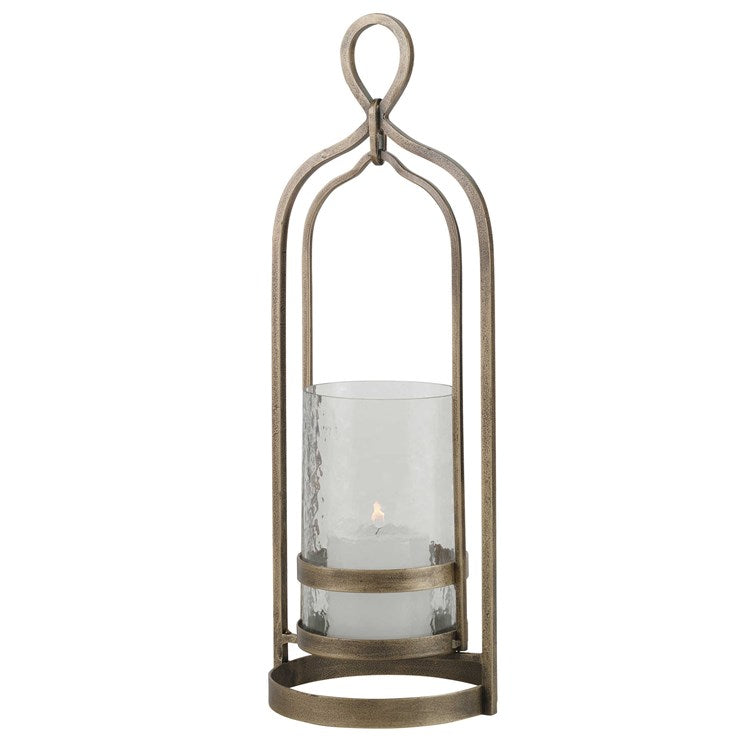 Vintage Brass Candle Holder | Glass hurricane and 3 inch candle included