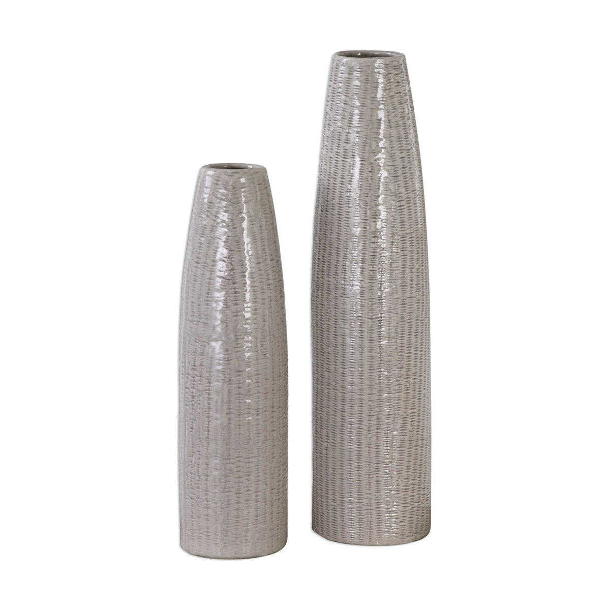 Taupe textured vases set