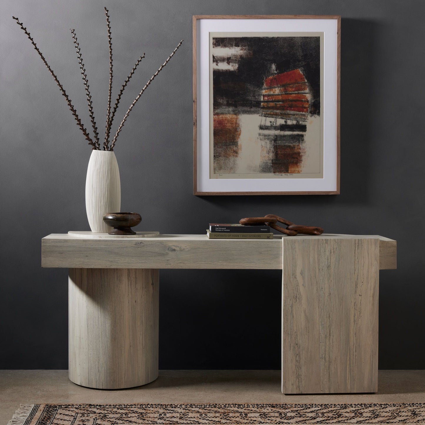 Bleached oak, 72x18x32h