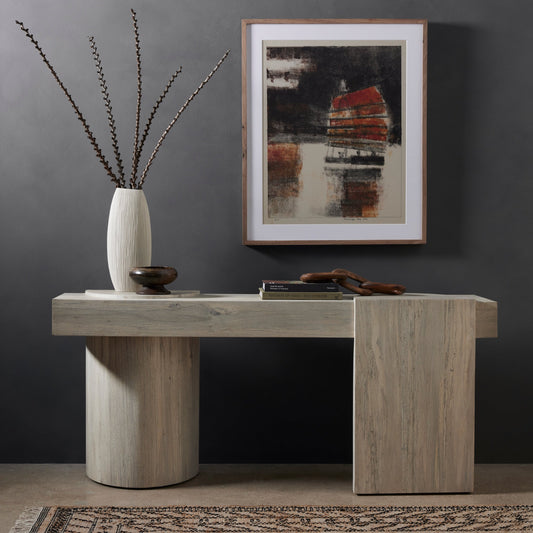 Bleached oak, 72x18x32h