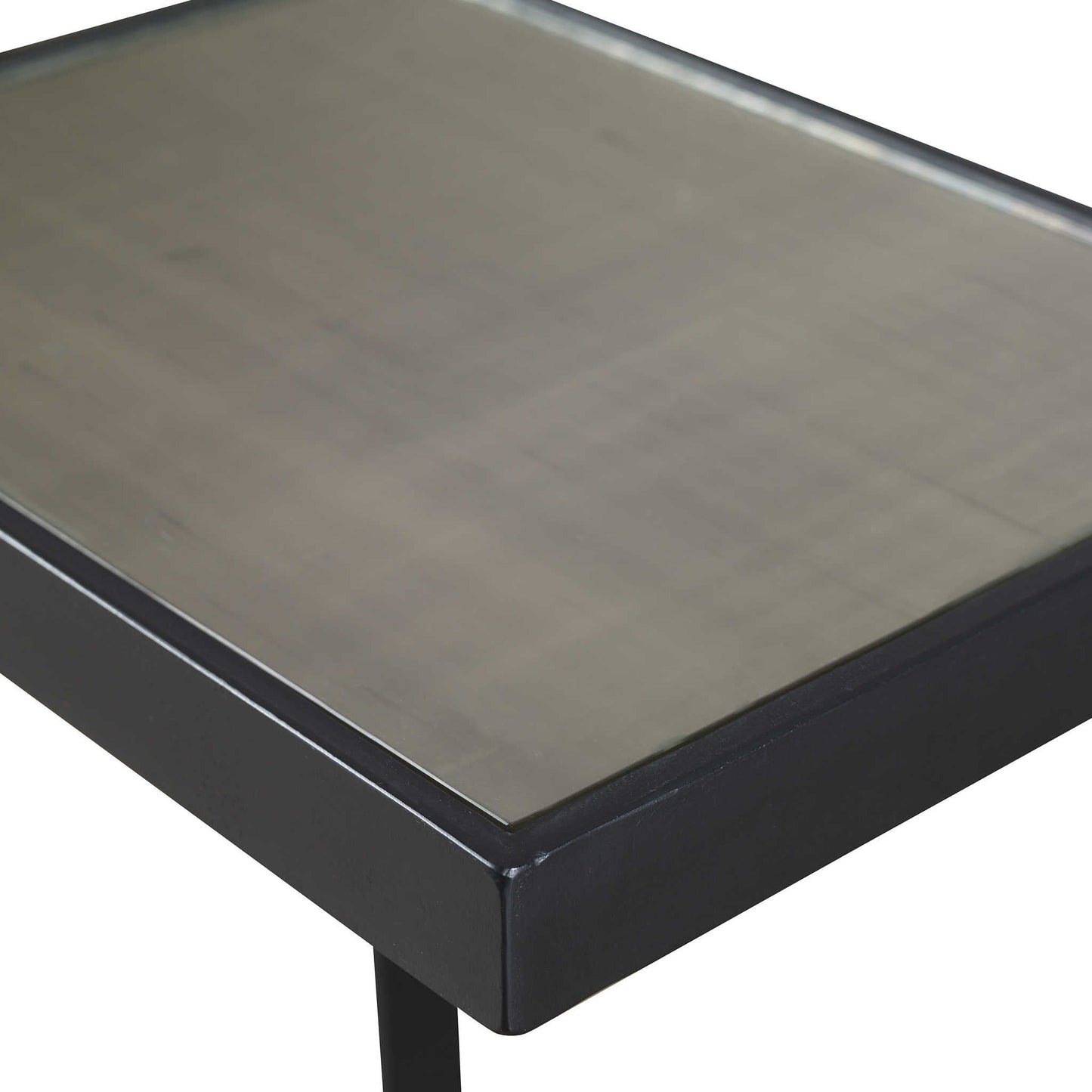 Shows table top with mirror on top.