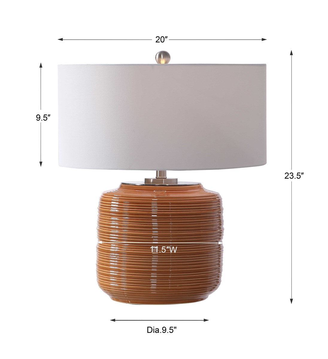 Retro Orange Ribbed Lamp