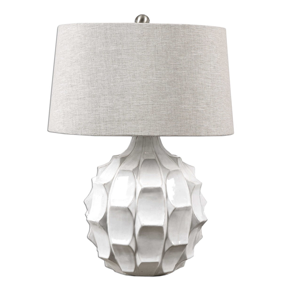 Scalloped White Round Lamp
