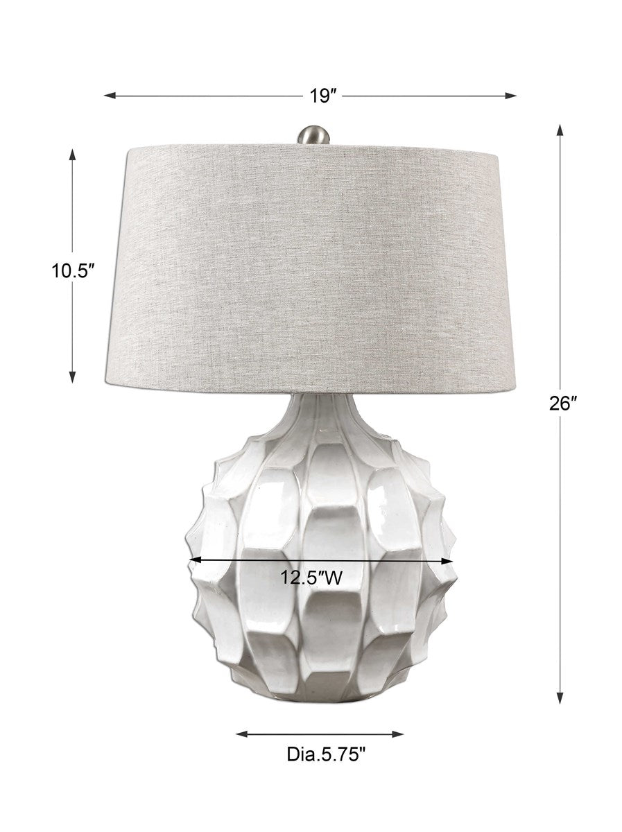 Scalloped White Round Lamp