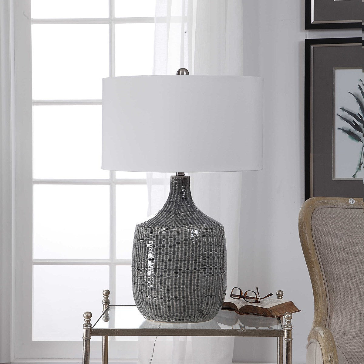 Blue-Gray Glazed Lamp
