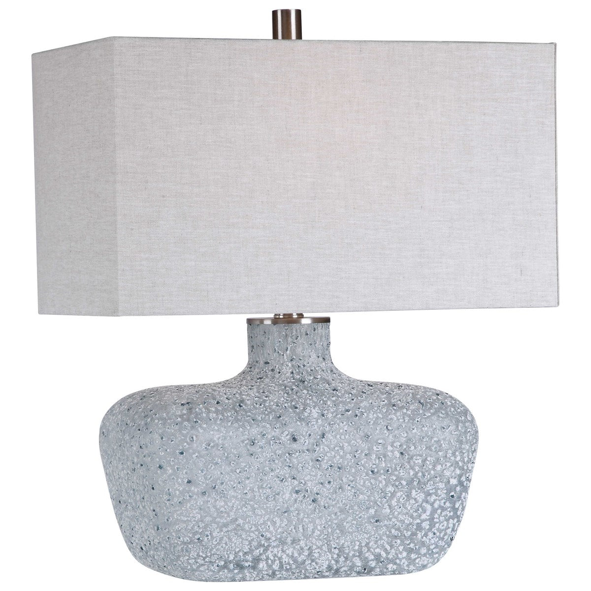 Blue-Green, White Frosted Lamp